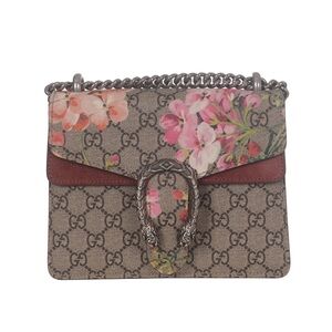 Gucci Dionysus Floral Mini Leather Brown Canvas Shoulder Bag